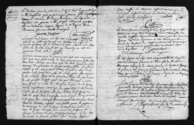 Baptêmes, mariages, sépultures, 1757