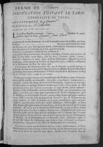 Centième denier et insinuations suivant le tarif (6 janvier 1767-29 septembre 1769)