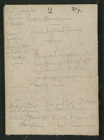 Plan général et nivellement des biefs des moulins dit des Grands Moulins, de Basset et de Bouleau (5 janvier 1850)