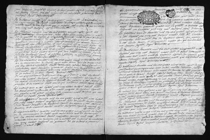 Collection du greffe. Baptêmes, mariages, sépultures, 1691