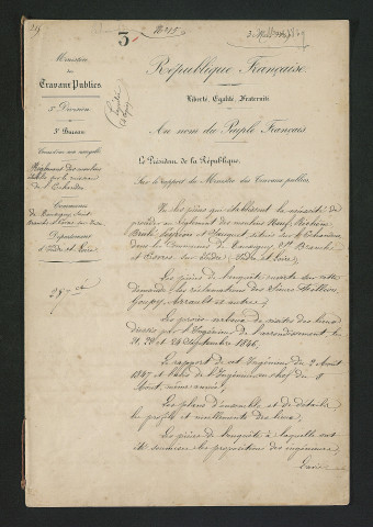 Arrêté présidentiel valant règlement d'eau (3 mars 1849)