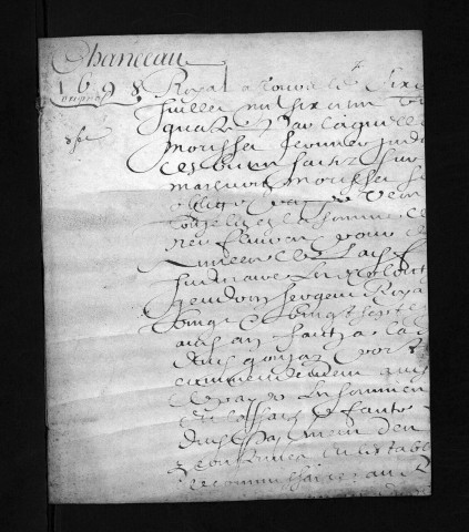 Collection du greffe. Baptêmes, mariages, sépultures, 1698