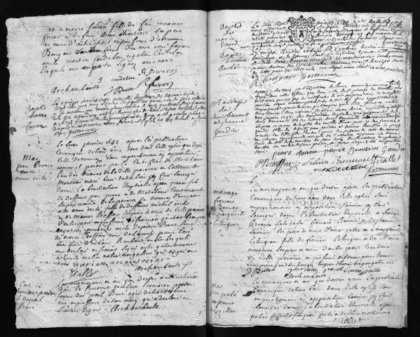 Collection communale. Baptêmes, mariages, sépultures, 1742-1743