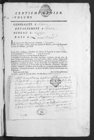 Centième denier et insinuations suivant le tarif (3 mai 1775-20 septembre 1776)