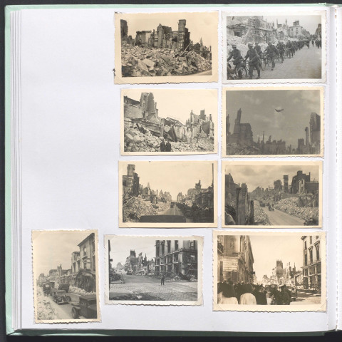 Bâtiments en ruine, soldats allemands, rue Nationale à Tours.