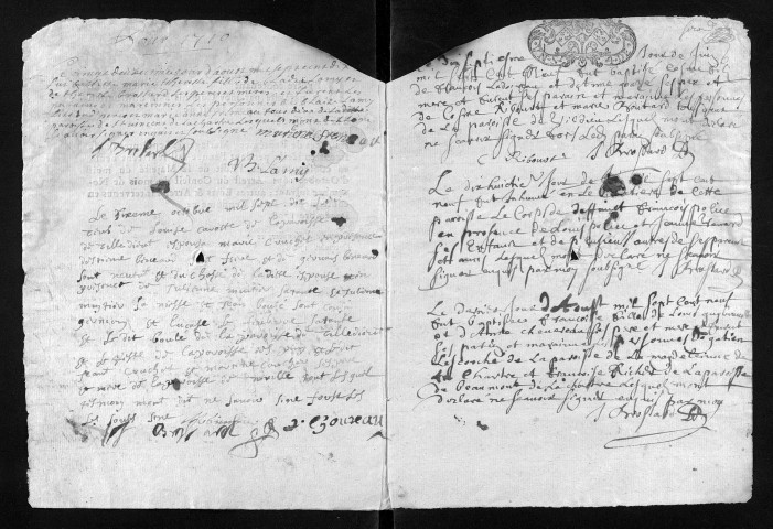 Collection du greffe. Baptêmes, mariages, sépultures, 1709-1710