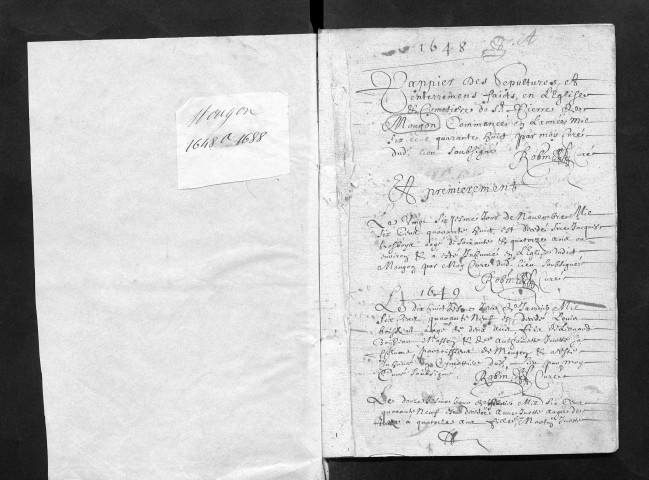 Collection communale. Baptêmes, mariages, sépultures, 1648-1680