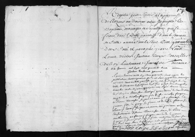 Collection du greffe. Baptêmes, mariages, sépultures, 1742