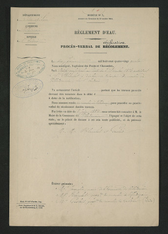 Procès-verbal de vérification (10 juin 1884)