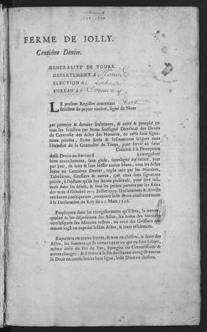 Centième denier et insinuations suivant le tarif (28 octobre 1735-9 mars 1738)