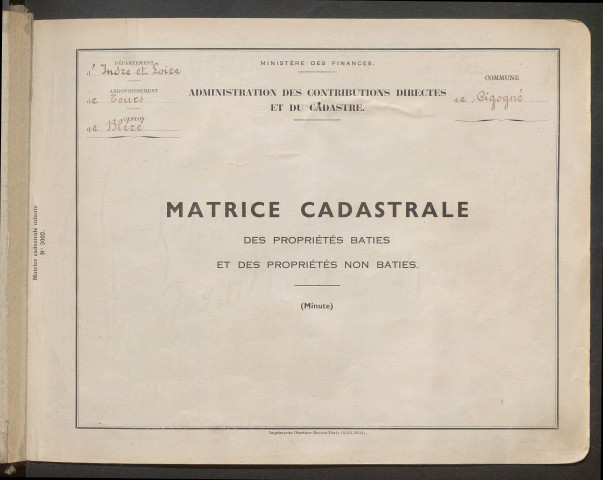 Table des comptes de la matrice. Comptes actifs personnes morales et A - Z.