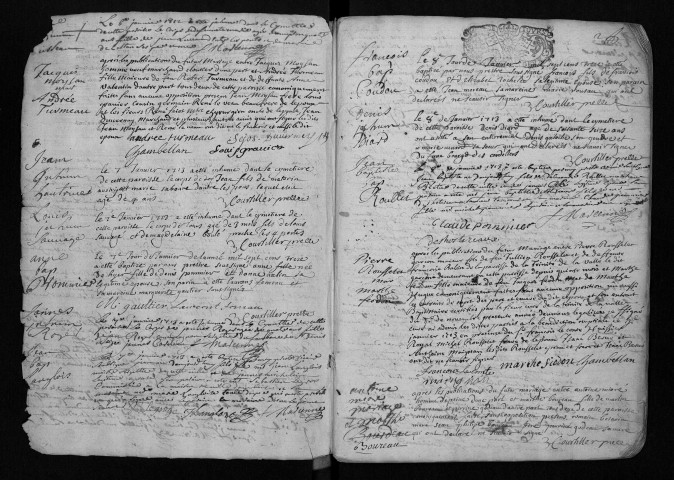 Collection communale. Baptêmes, mariages, sépultures, 1713