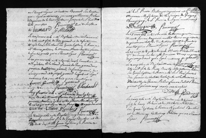 Collection du greffe. Baptêmes, mariages, sépultures, 1761