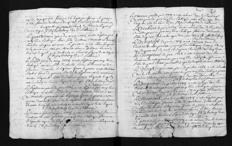 Collection du greffe. Baptêmes, mariages, sépultures, 1738 - La collection communale a été entièrement détruite