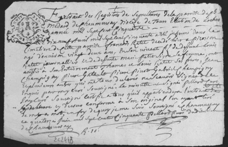 Centième denier et insinuations suivant le tarif (12 janvier 1750-1 mars 1752)