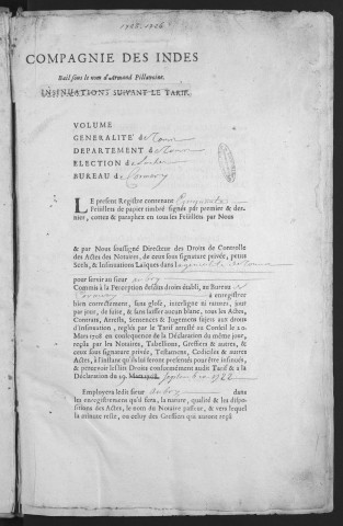Centième denier et insinuations suivant le tarif (1er avril 1725-25 octobre 1726)