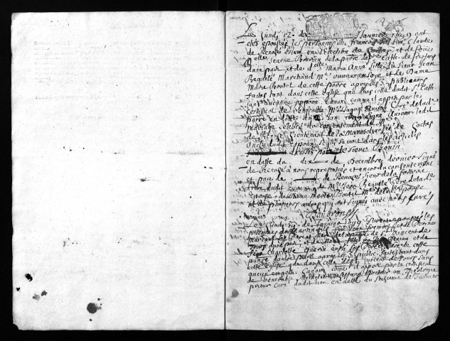 Collection du greffe. Baptêmes, mariages, sépultures, 1699