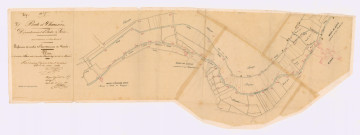 Plan de la rivière d'Esves entre le moulin d'Écorche-Bœuf et celui de Marcé (8 mai 1841)