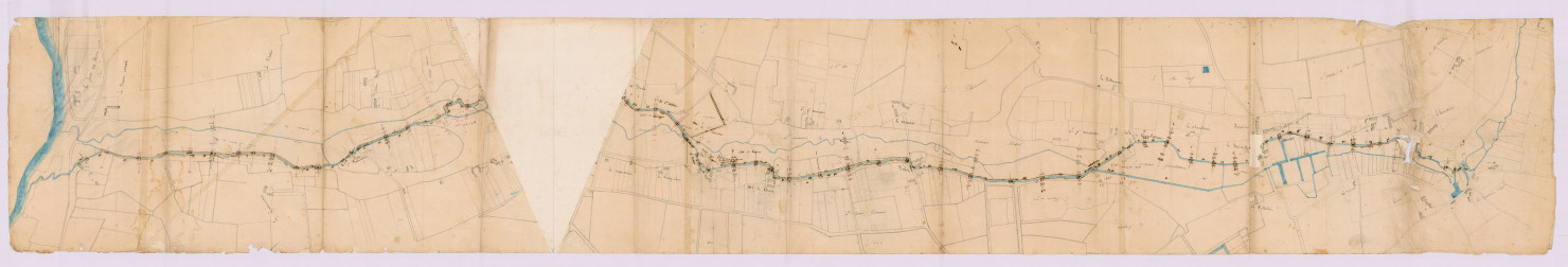 Règlement des moulins de la rivière de la Fontaine d'Ozon. Plan général (7 octobre 1846)