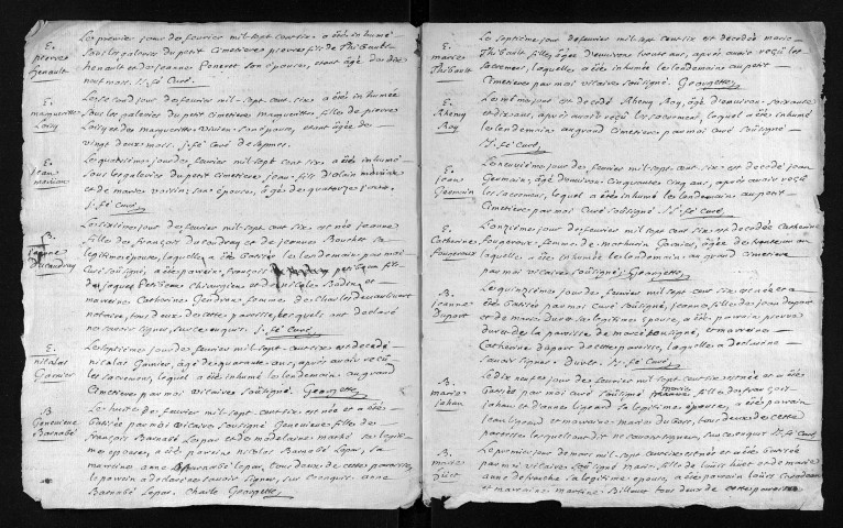 Baptêmes, mariages, sépultures, 1706