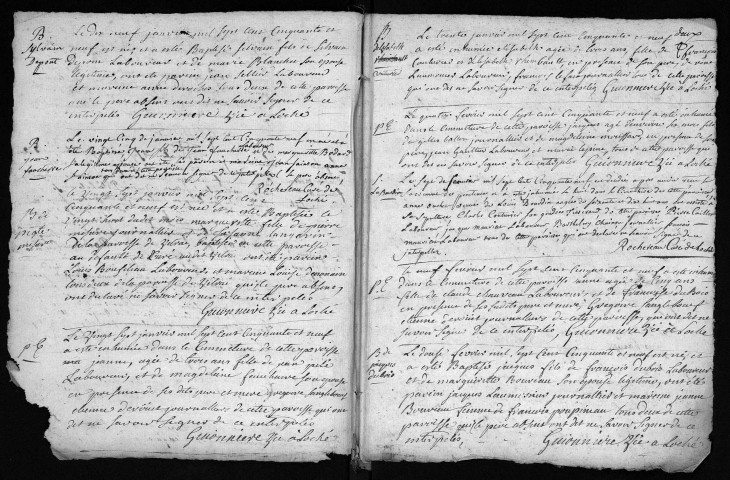 Collection du greffe. Baptêmes, mariages, sépultures, 1759