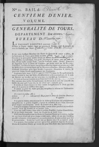 Centième denier et insinuations suivant le tarif (1er avril 1765-10 avril 1767)