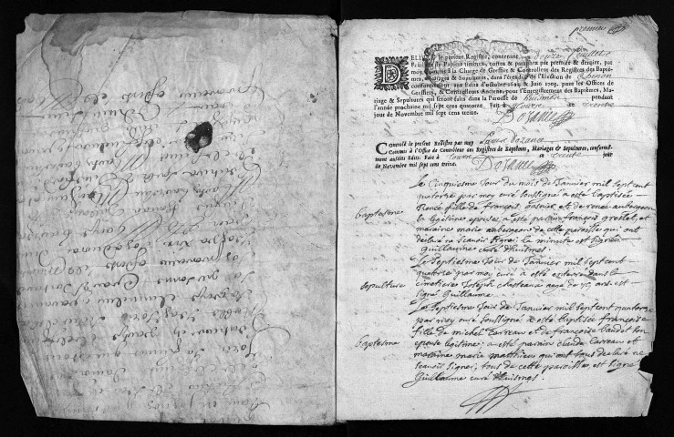 Collection du greffe. Baptêmes, mariages, sépultures, 1714 - Les années 1707-1713 sont lacunaires dans cette collection