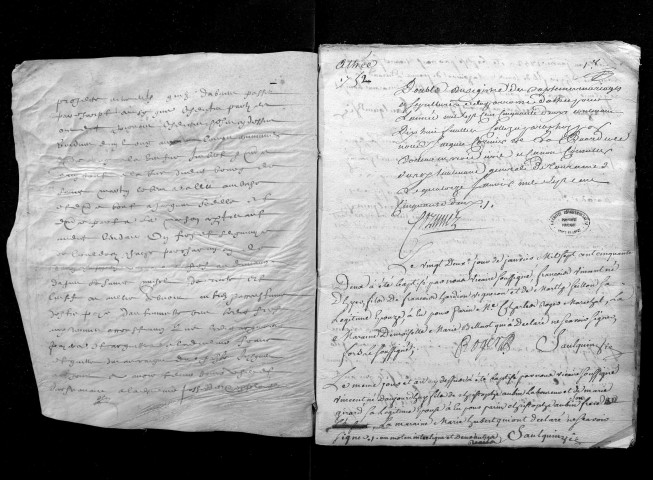 Collection du greffe. Baptêmes, mariages, sépultures, 1752-19 janvier 1753