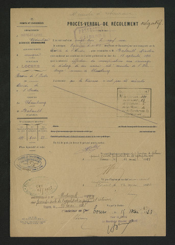 Procès-verbal de récolement (9 mai 1923)