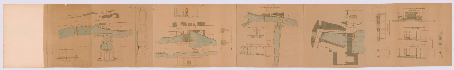 Plan et détails du moulin de Quintefol et de la mécanique de Loches dans les communes de Perrusson et de Loches (29 septembre 1851)
