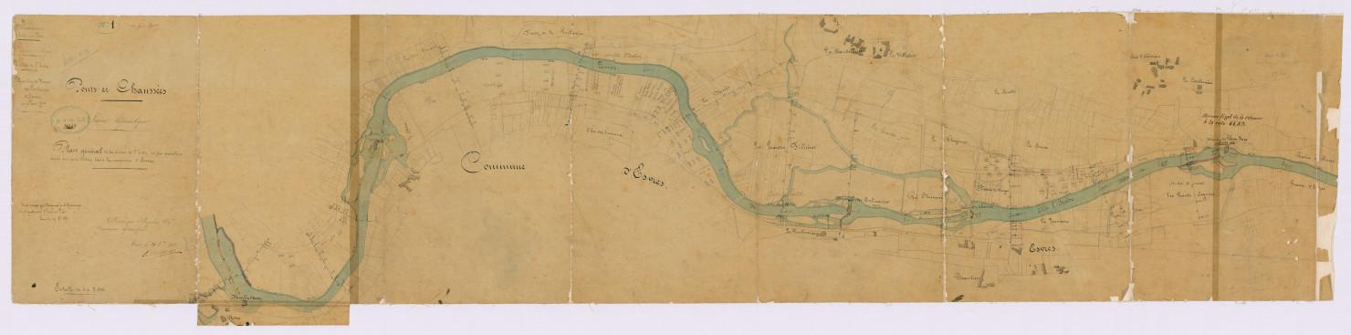 Plan général de la rivière de l'Indre, dans la commune d'Esvres (29 octobre 1851)