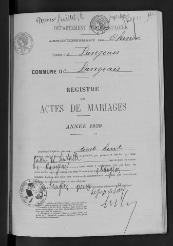 Mariages, 1939