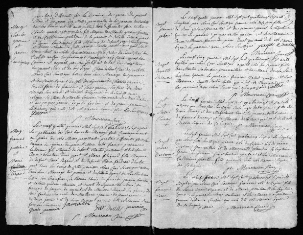 Collection du greffe. Baptêmes, mariages, sépultures, 1786