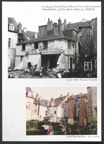 Arrière des 25 et 27 rue de la Paix et 1, 3, 5 place Plumereau maintenant jardin Saint-Pierre-le-Puellier.