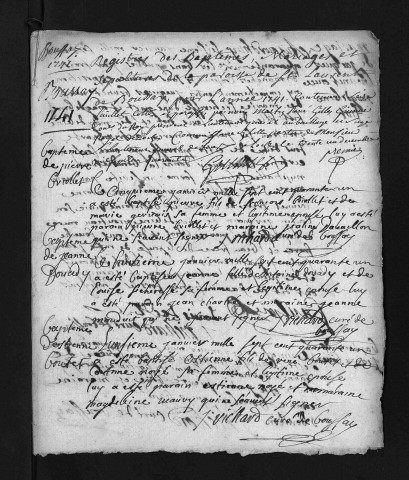 Collection du greffe. Baptêmes, mariages, sépultures, janvier-9 mai 1741 - Les mois de mai à décembre sont lacunaires dans cette collection