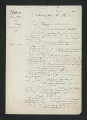 Ordonnance royale valant règlement d'eau (5 décembre 1843)