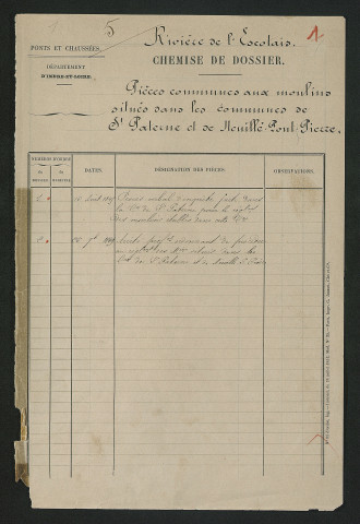 N° 11 - Pièces communes aux moulins situés sur les communes de à Neuillé-Pont-Pierre et Saint-Paterne-Racan (1845-1849)