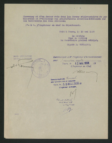 Arrêté préfectoral de délimitation du remous (10 mai 1938)