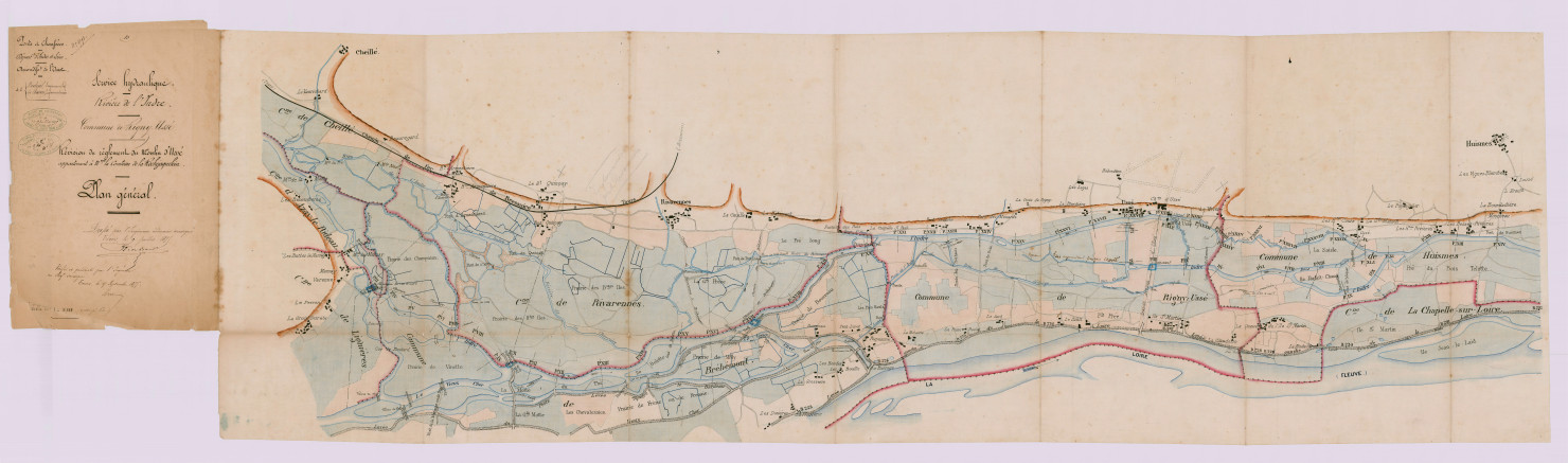 Révision du règlement d'eau : plan général, profils en travers, profils en long et en travers (9 juillet 1875)