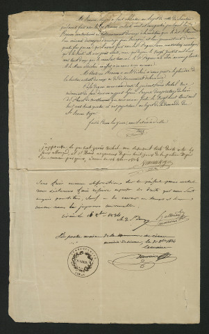 Procès-verbal de commodo et incommodo concernant la demande d'autorisation pour rétablir un moulin à farine au lieu-dit le Petit Moulin (2 août 1834)