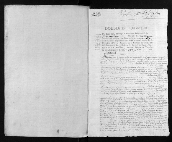 Collection du greffe. Baptêmes, mariages, sépultures, 1768