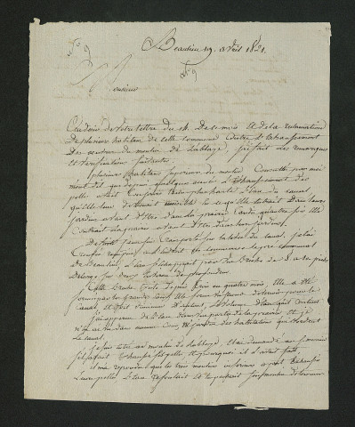 Procès-verbal d'état des lieux (19 avril 1821)