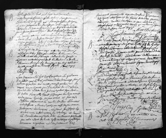 Collection du greffe. Baptêmes, mariages, sépultures, 1741-1742