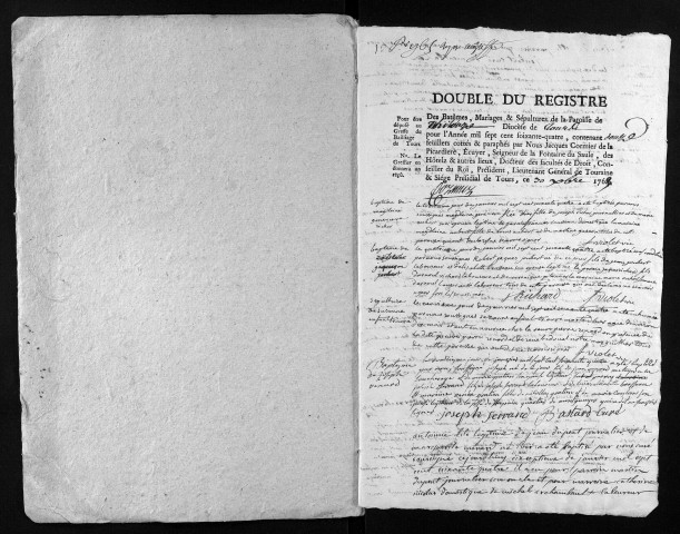 Collection du greffe. Baptêmes, mariages, sépultures, 1764