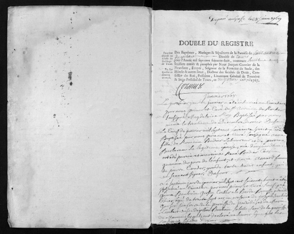 Collection du greffe. Baptêmes, mariages, sépultures, 1768