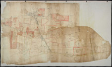 Carte des terres comprises entre le bourg de La Croix et le Cher, avec le plan du bourg.