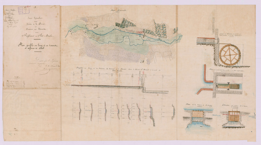 Plan, profils en long et en travers, dessins de détail (31 décembre 1874)