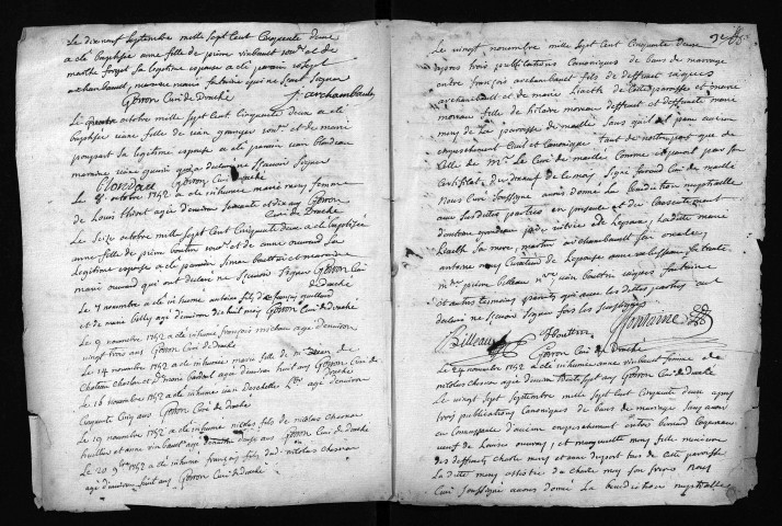 Collection du greffe. Baptêmes, mariages, sépultures, 1752