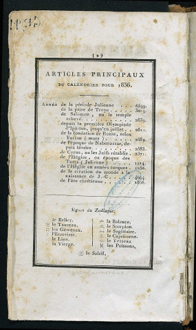 Annuaire du département de l'Indre-et-Loire - 1836.