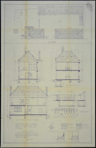 Projet de construction d'une mairie avec école de garçons et logement de l'instituteur : 2 plans (1934). Projet de construction d'une mairie avec école de garçons : 2 plans (1935). Plan d'ensemble de l'état de l'école (1935).